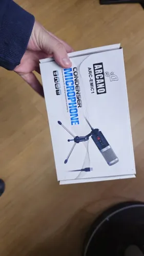 Microfone Condensador Usb Arcano Arc-emic1 Com Tripé De Mesa (Completo Na Caixa)