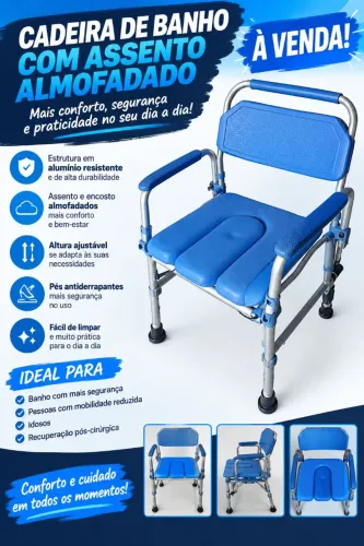 Cadeira De Banho Com Assento Almofadado