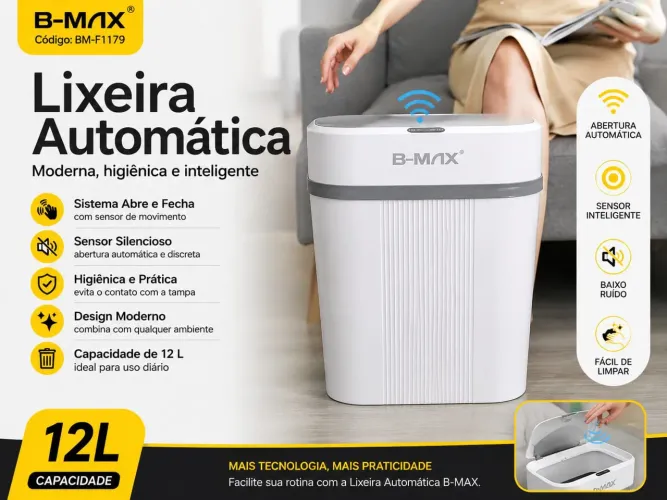 ? Lixeira Automática Inteligente B-MAX 12L promoção imbatível só até dia 06/06