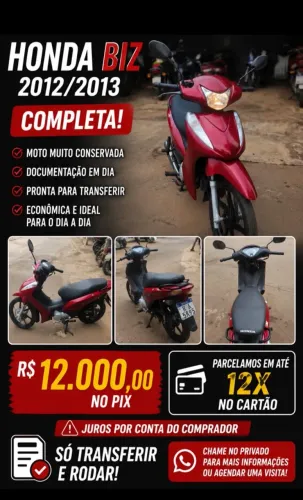 Honda Biz 125 EX 2012/2013 Vermelha - Completa e Impecável