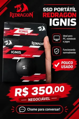  SSD Portátil Redragon Ignis 512GB - Pouco Usado