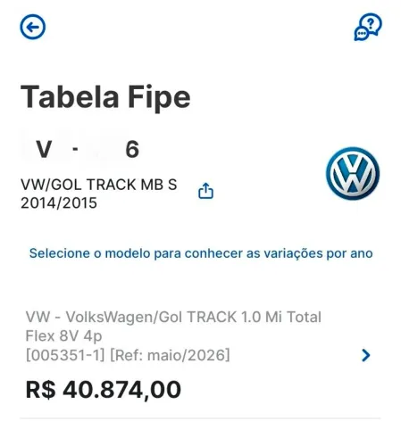 Volkswagen Gol GERAÇÃO VI TRACK 1.0 8V MI TOTAL FLEX MEC. 4P 2015