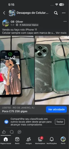 Xiome Poco c75 com NFC 256 de momoria  vem rolo iPhone 