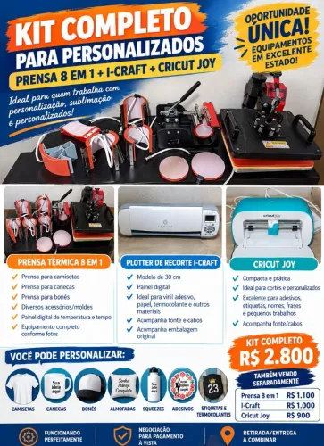 Kit Personalizados Prensa 8x1 + I-Craft + Cricut Joy