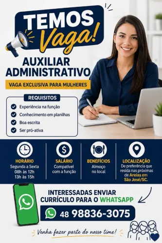 ? VAGA DE EMPREGO - AUXILIAR ADMINISTRATIVO