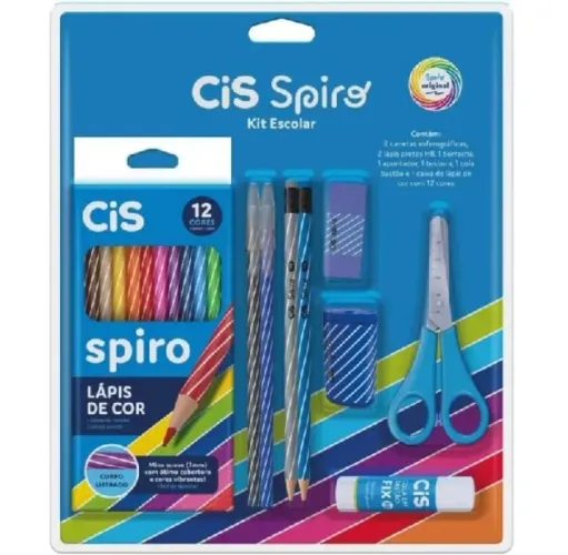 Kit Escolar c/9 itens Cis Spiro Azul