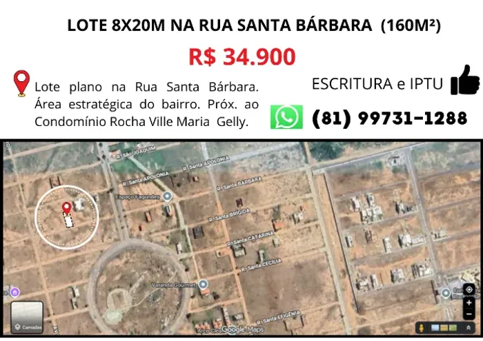 Lote 8X20 em Arcoverde por R$34.900