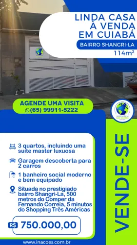 Linda Casa à Venda em Cuiabá - Bairro Shangri-La