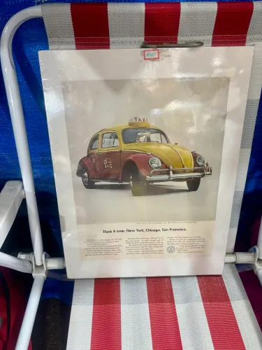 Quadro Fusca Folha Revista Americana Antiga NY
