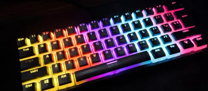 Teclado Mecânico Seminovo Gamer BRX M403, RGB, Switch Red, Black, 60%