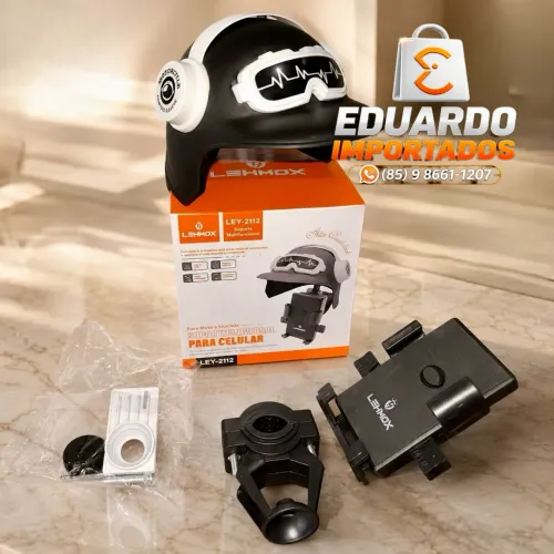 Suporte Celular com Proteção Chuva e Sol, Capacete Ajustável (Moto, Bicicleta)