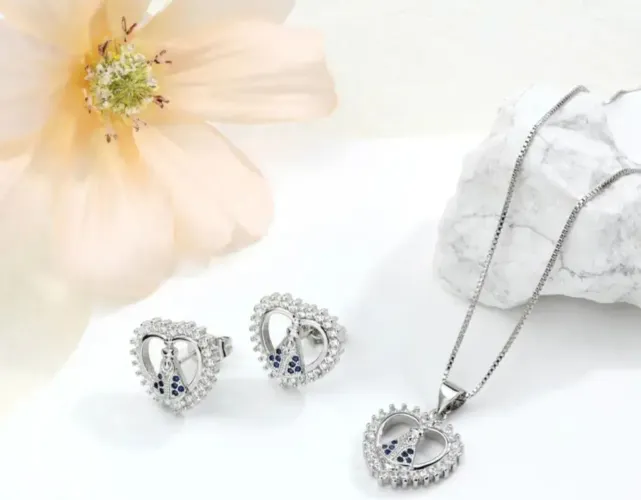 Conjunto Nossa Senhora Aparecida em Aço Inoxidável com Zircônia
