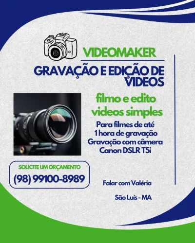 Filmagem e edição de videos simples - São Luís