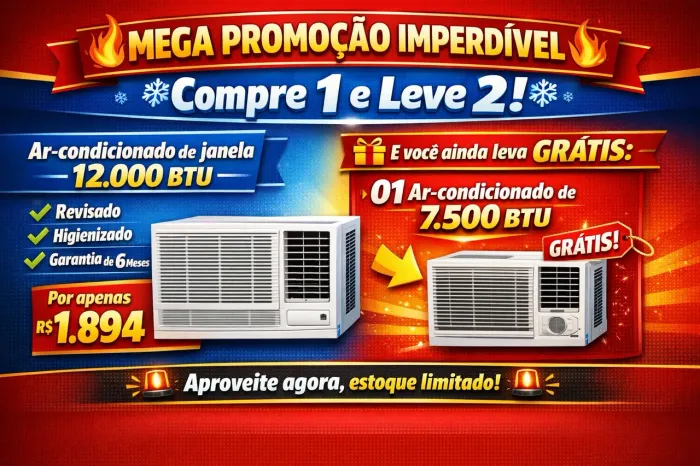 Ar condicionado de janela 12.000 na compra de 1 leve 2 