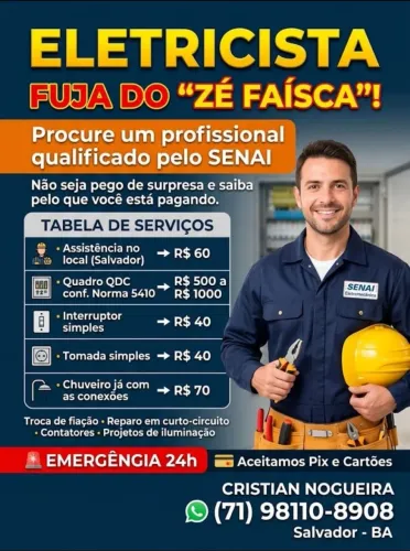 Eletricista em salvador (qualificação pelo Senai)
