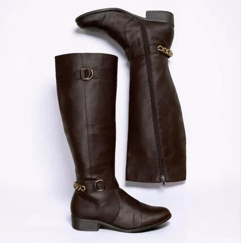 bota feminina de couro sintético marca via marte tamanho 37
