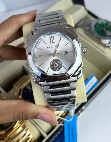 Relógio bvlgari octogonal Prata 44 mm