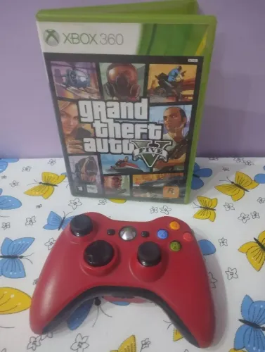 GTA 5 original Xbox 360 e controle edição limitada resident evil 5 Xbox fat vermelho