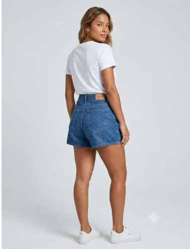 Short hering jeans feminino curto cintura alta