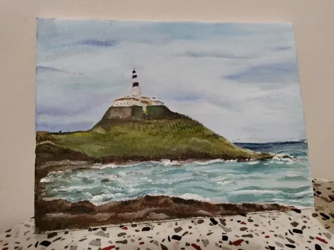 Quadro/Pintura "O farol e a baia" de Vitória Rust.