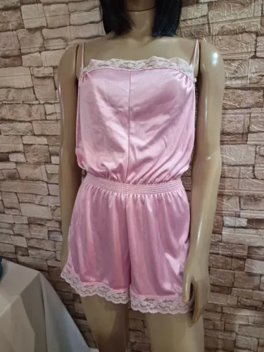 Babydoll Lingerie Vintage DeMillus Rosa Anos 80 CGC Sinhá Moça - Tam M