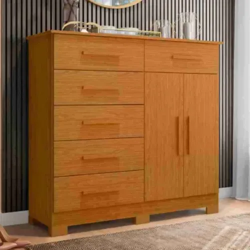 Comoda Xangai 6 Gavetas 2 Portas Marrom - Frete Grátis - Até 12x S/ Juros