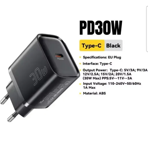 Carregador Essager 30W Tipo C + Cabo USB Tipo C 50cm