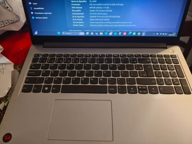 Notebook Lenovo core i5 12 geração 8gb 256gb