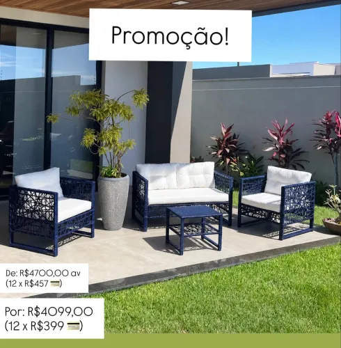 Conjunto de sofás para área gourmet, varanda, jardins e áreas externas em geral