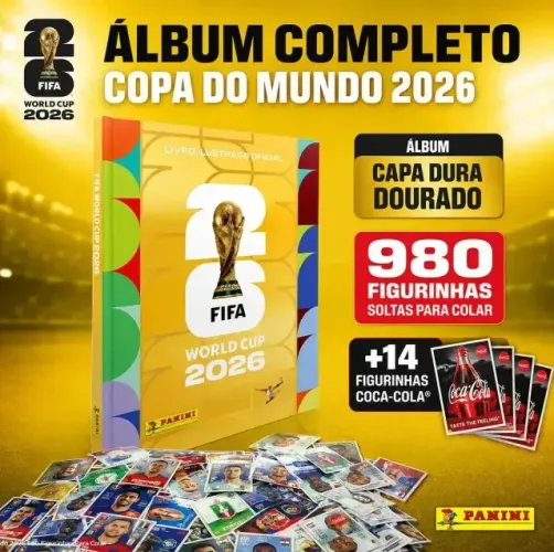 ÁLBUM COPA DO MUNDO 2026 CAPA DURA DOURADO - COMPLETO COM AS 994 FIGURINHAS