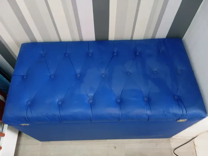 Puff baú courino azul