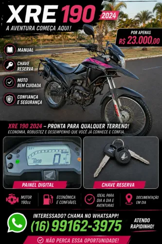 ? Honda XRE 190 2024 - Apenas 6.800 km | Manual e Chave Reserva | Raridade