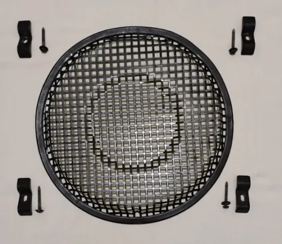 Tela SubWoofer 12 Polegadas, aço com borda emborrachada, 04 garras + parafusos. (Usada).