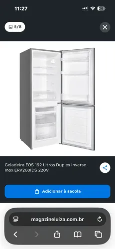 Geladeira EOS 192 Litros Duplex Inverse Inox ERV260IDS 220V