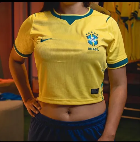 Camisa Brasil Feminina Croped