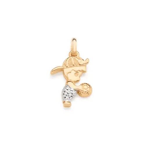 Rommanel - Pingente menino banhado a ouro 18k com zircônias e aplicação de rhodium