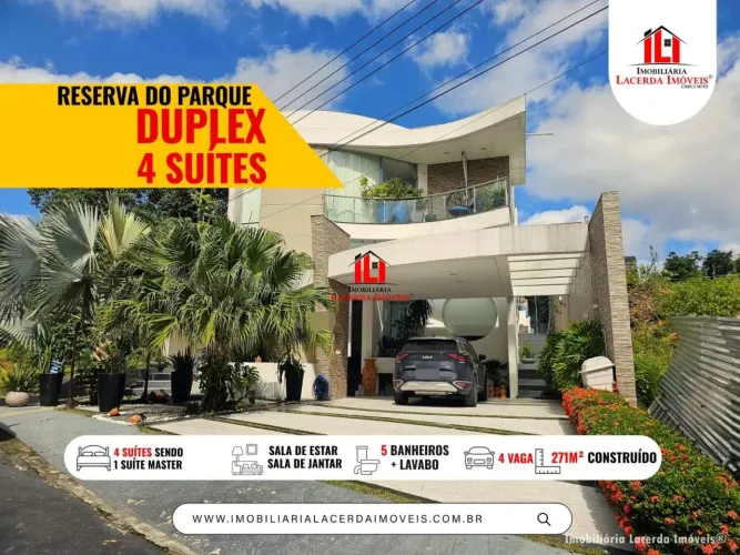Reserva do Parque, Casa Dúplex com 4 suites sendo 1 master e closet Duplo, Energia solar