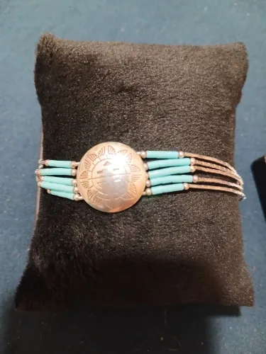 Vendo Pulseira de prata com turquesa