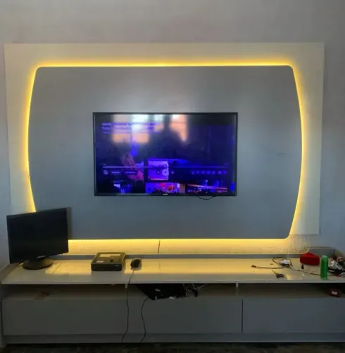 Painel de TV com LED + Rack Moderno com 3 Gavetas - Completo!