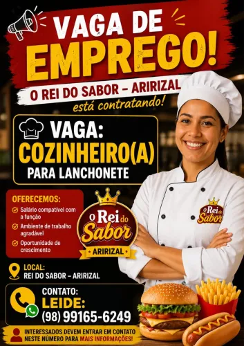 Vaga pra cozinheira lanchonete