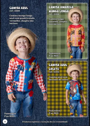 Camisa junina caipira infantil - Festa Junina