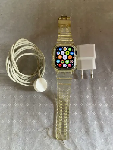 APPLE WATCH COM PULSEIRA TRANSPARENTE E CARREGADOR COMPLETO SERIE 6