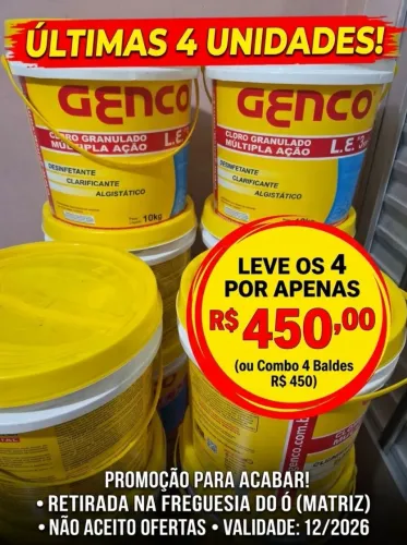 Cloro Genco 3 em 1 Balde 10kg - Promoção ultimas unidades (04 unidades)