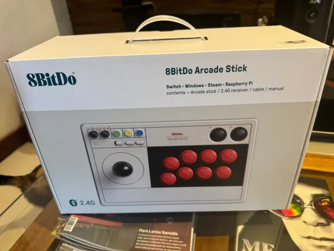 arcade stick 8bitdo sem fio, novo, sem uso, nota fiscal
