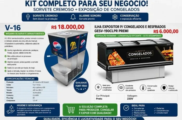 MÁQUINA DE FAZER SORVETE E ILHA GELOPAR
