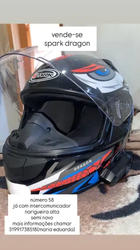 vende-se,capacete spark dragon,número 58,semi novo