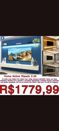 Painel Nobre Ripado com LED e Bancada 