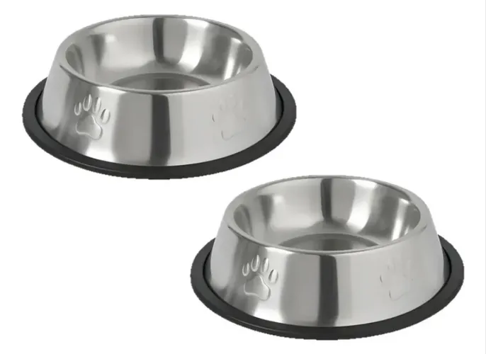 Kit 2 Tigela Inox M Bebedouro Comedouro Cachorro Medio ou Gato Inox Médio Potinho 500ml