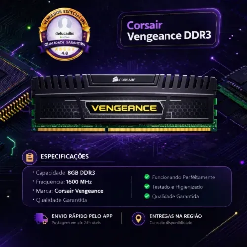 8GB Corsair Vengeance DDR3 - Marca Top de Linha