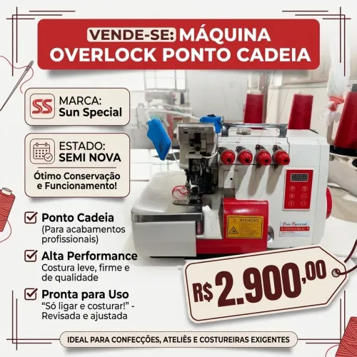 Máquina Overlock Industrial Sun Special SS-900D-4 Direct Drive - 4 Fios